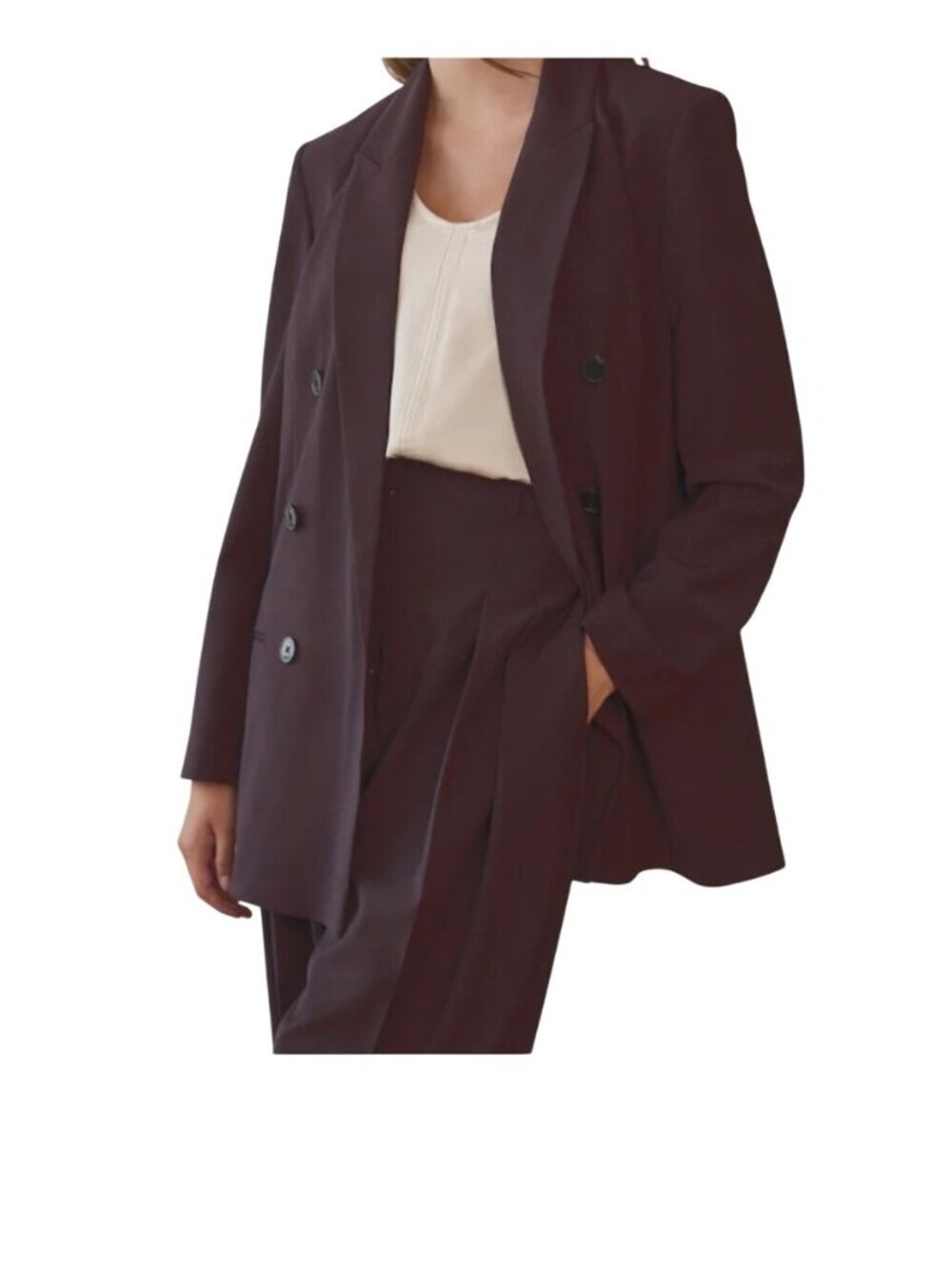 Lanvin Burgundy purple Merino Wool Double-Breasted knit Blazer Jacket XL luxury